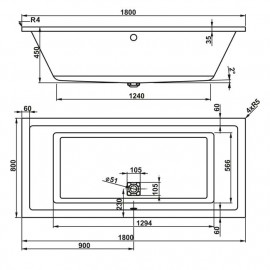 VPBA180CAV2X-01 Cavallo Ванна 180x80+VPSET001 ніжки, яскраво біла