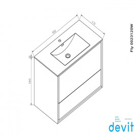 0023120W FLY Тумба 90 з раковиною, білий глянцевий колір (2пак)