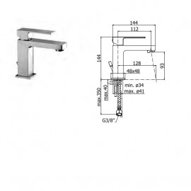 EL 071 CR ELLE змішувач для раковини без донного клапану, хром