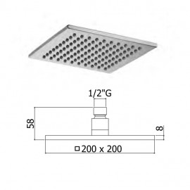 ZSOF 075 NO SYNCRO Верхний душ, 200*200, чер.мат
