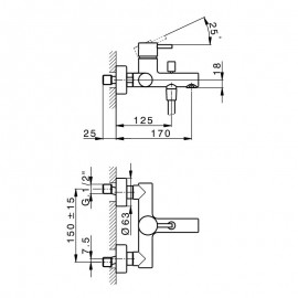 15013140B ART Смеситель д/ванны, черный матовый