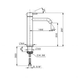15X11140B ART Высокий смеситель д/раковины, черный матовый