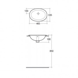 OC36AWHA LILY Раковина в стільницю овальна, 46 см