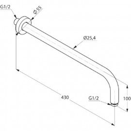665148700 A-QA/Freshline matt black Держатель-400 верхнего душа