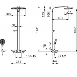 7590-11 ESTETA Душевая система со смесителем и ручным душем, хром/белый
