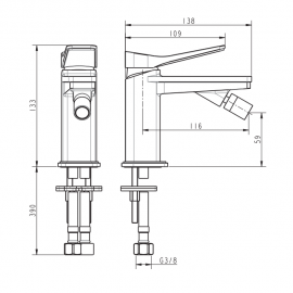 81016120B UP Смеситель д/биде, черный матовый