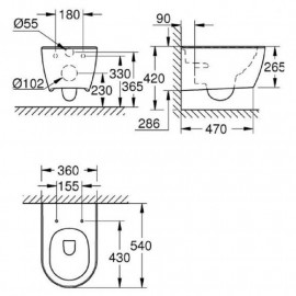3957100H ESSENCE Унитаз подвесной безободочный, белый