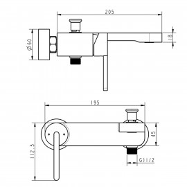 84126110 LAGUNA Настенный смеситель для душа с душевым набором.