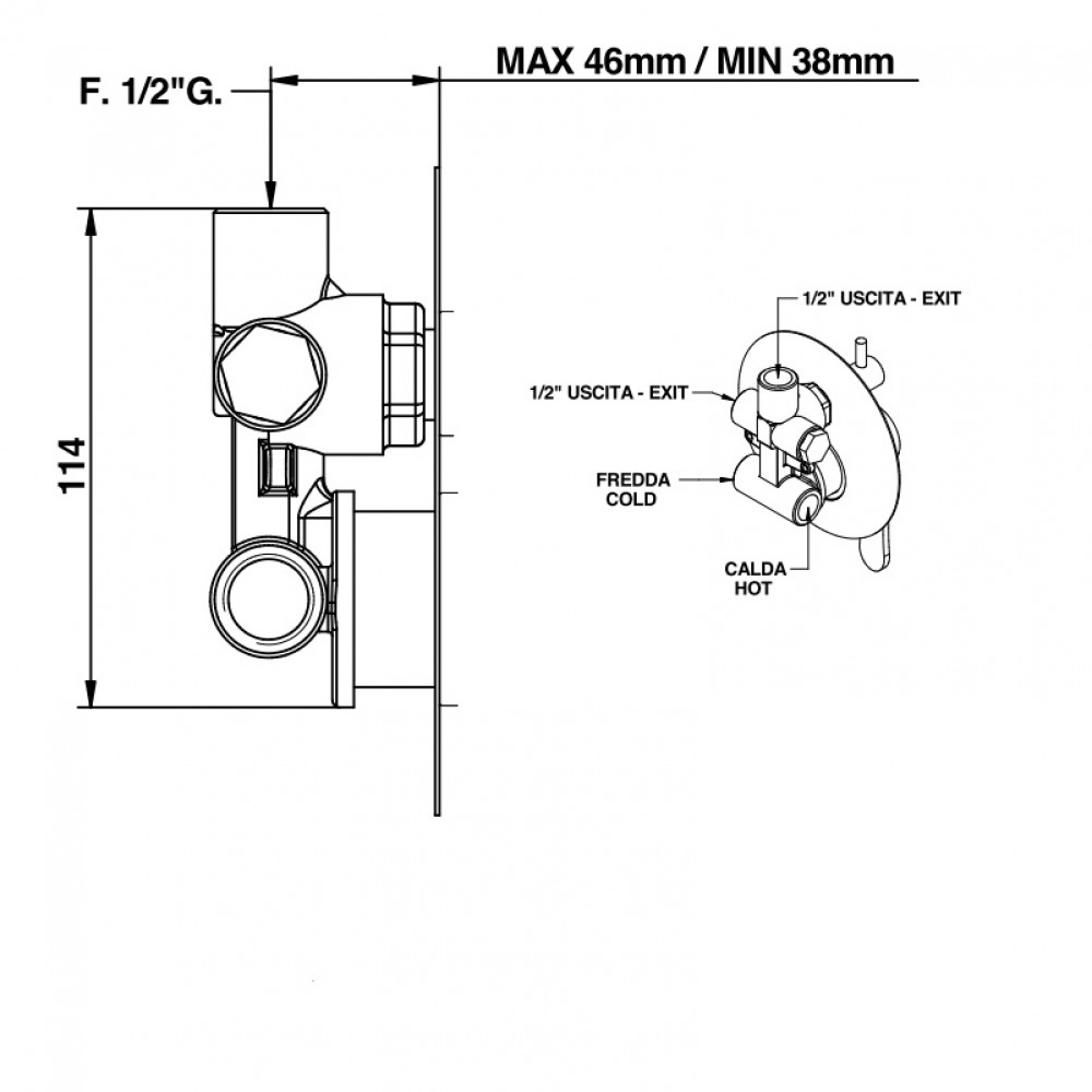9763 Внутренняя часть смесителя для душа/ванны