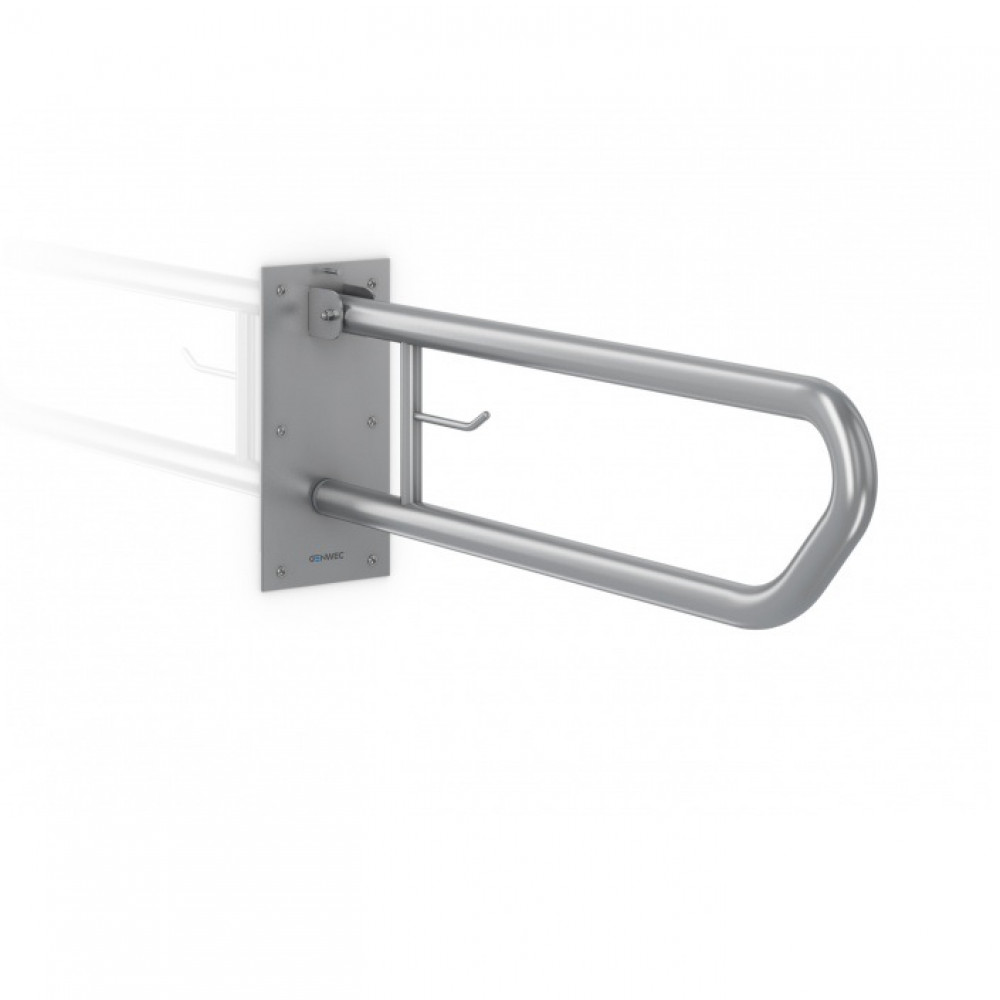 GW11 07 04 01 Откидывающийся поручень для инвалидов с держателем туалетной бумаги, нержавеющая сталь матовая, 800мм
