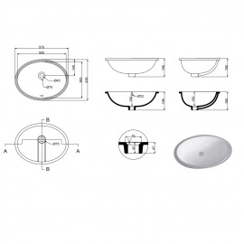 1613110 LAGUNA Раковина 60 врізна під стільницю з кріпленнями