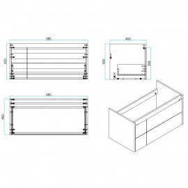 0022110A LAGUNA Тумба 100 з раковиною, антрацит