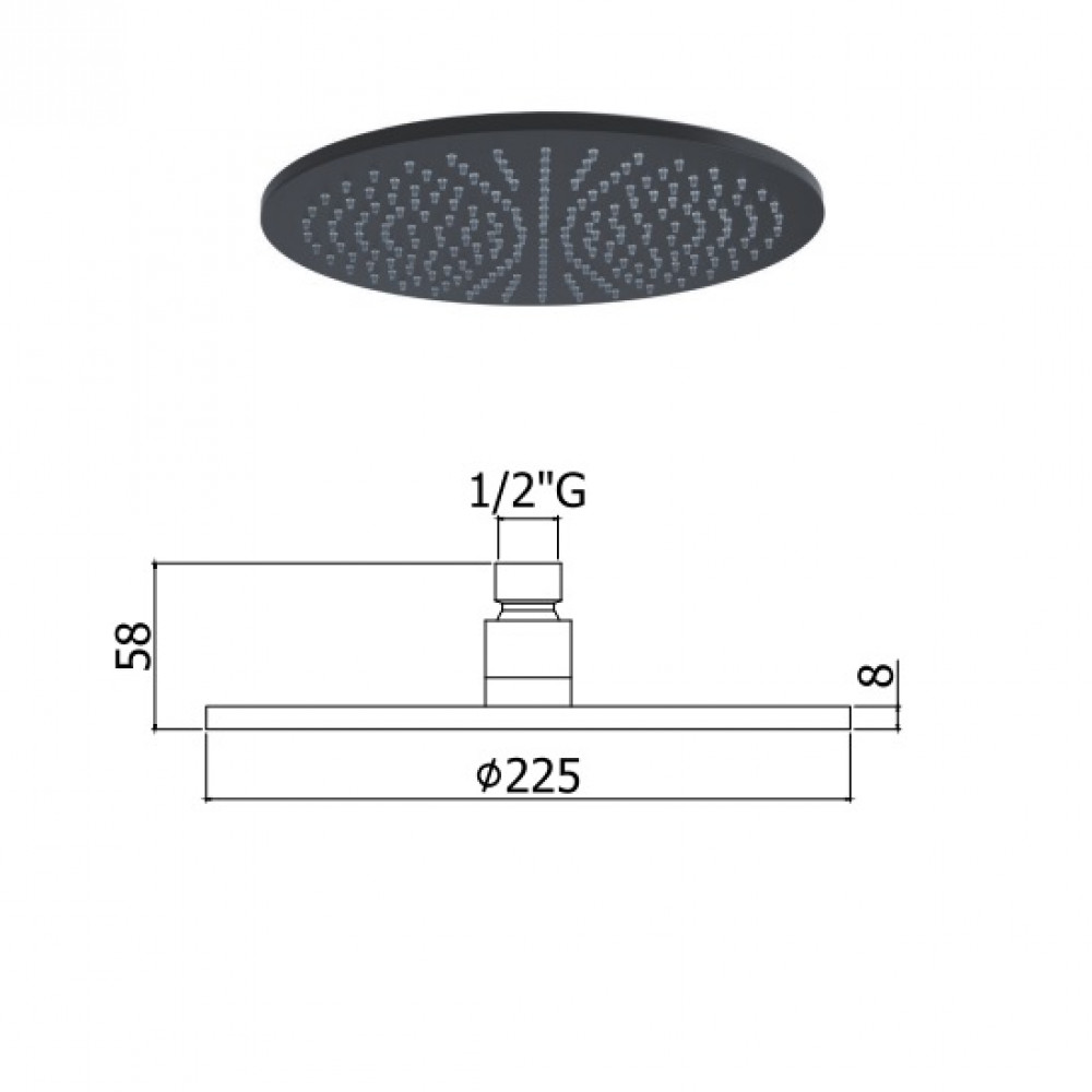 ZSOF 074 NO MASTER Верхний душ, черный. мат