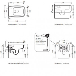 FG118G Унитаз подвесной безободочный с креплением, GRAFITE