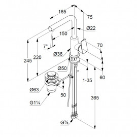 400250575 Pure&Style 220 Смеситель д/раковины