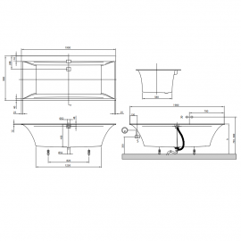 uBQ190SQE2DV-01 SQUARO EDGE 12 Ванна 190х90см, білий (1уп)