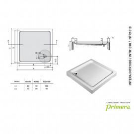 INTR1090 INTERA Душевой поддон, квадратный 900x900+ сифон