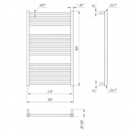 4820111352180 Полотенцесушитель ГЕРА 800х500/470 мм, хром