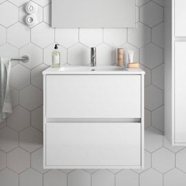 85028 NOJA 600 Комплект меблів для ванної кімнати: тумба під раков. 600мм + раковина 610х460, колір білий глянець