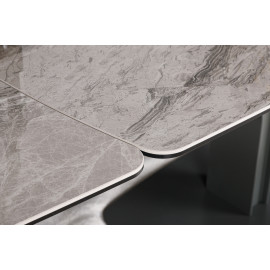 Стол обеденный VULCAN oval, светло-серый глянец