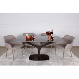 Стол обеденный VULCAN oval, коричневый глянец