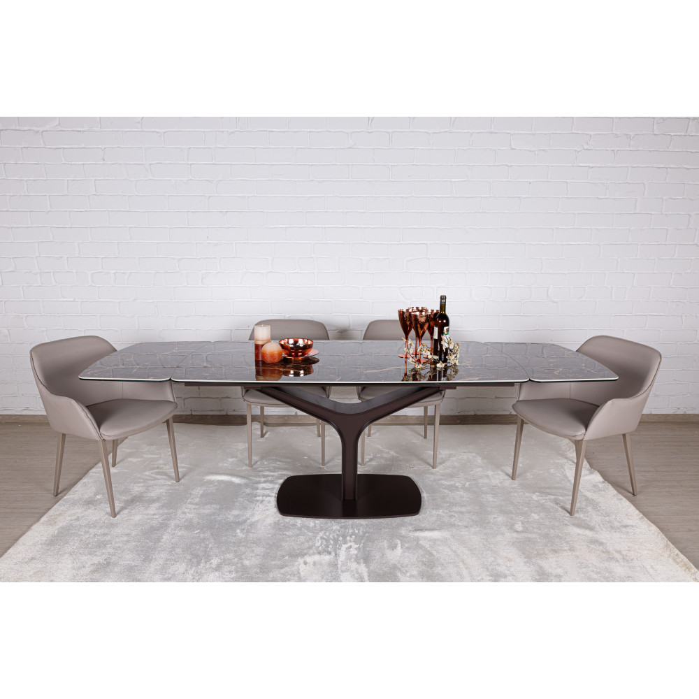 Стол обеденный VULCAN oval, коричневый глянец