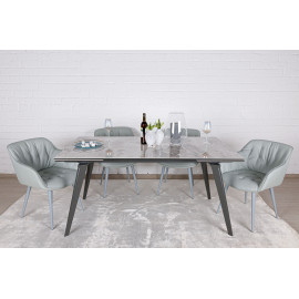 Стол обеденный ONTARIO, светло-серый глянец