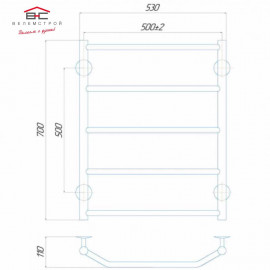 Полотенцесушитель электрический Трапеция П7 500x700 Э левое и правое подключение