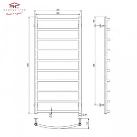 Полотенцесушитель водяной Классик П10 500x1100 В боковое подключение