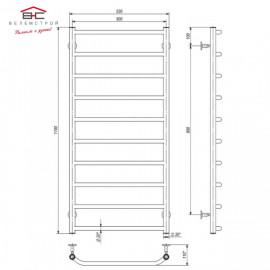 Полотенцесушитель водяной Трапеция П10 500x1100 В боковое подключение