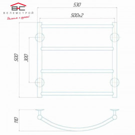Полотенцесушитель электрический Классик П5 500x500 Э левое и правое подключение