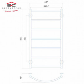 Полотенцесушитель водяной Классик П8 500x900 В боковое подключение