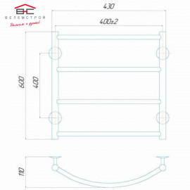 Полотенцесушитель водяной Классик П4 400x600 В нижнее подключение