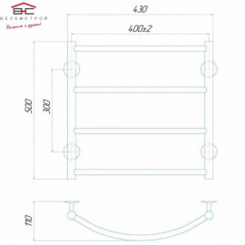 Полотенцесушитель водяной Классик П4 400x500 В боковое подключение